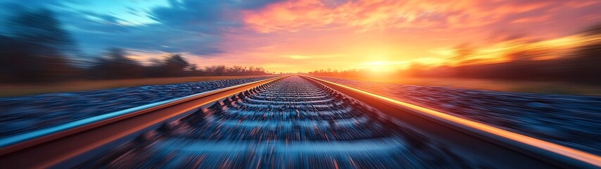 Sunrise on Railroad Tracks
