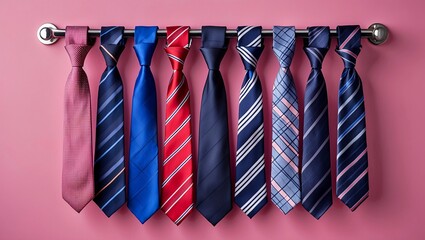Cheerful father's day ties displayed on pink background