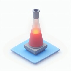 3D Clay Laboratory Erlenmeyer Flask with Red Liquid