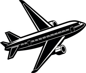 Flying Machine Engine Silhouette – Retro Futuristic Aircraft Vector