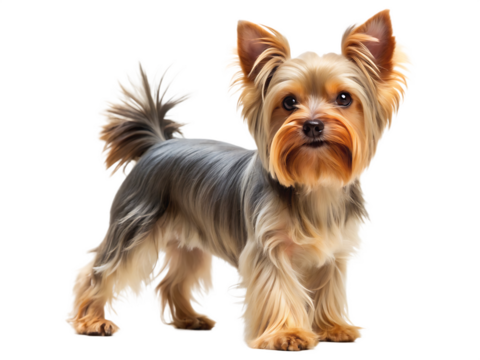 yorkshire terrier dog full body side profile view isolated on white background,PNG