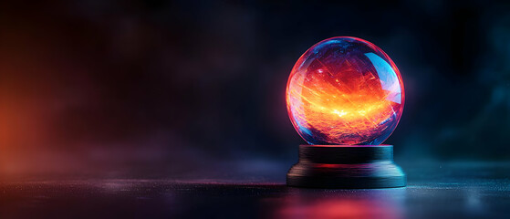 Glowing Crystal Ball On Dark Background