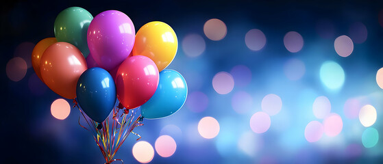 Colorful Bunch Of Balloons In Bokeh Background
