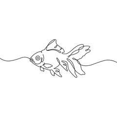 Outline of the profile of a goldfish in one line
