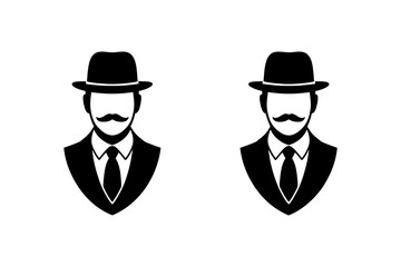 Gentleman silhouette with hat and mustache vector