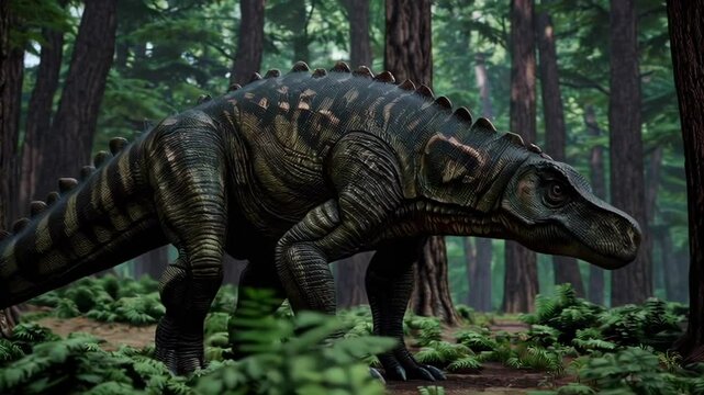 Majestic Allosaurus Roaming Dense Forest