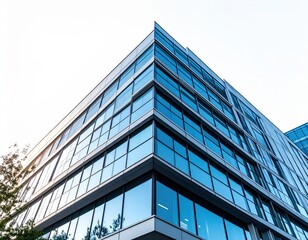 Modern architectural design featuring glass facade in urban environment