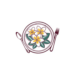 restaurant logo design with flower 