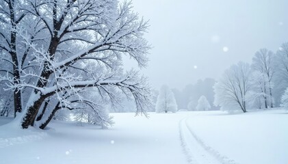 Fototapeta premium Snow covered branches, stark winter scene, pristine white, texture, branch detail