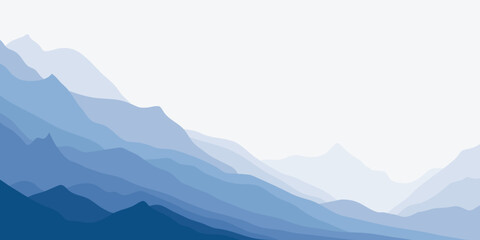 Vector illustration of mountains, ridge in the morning haze