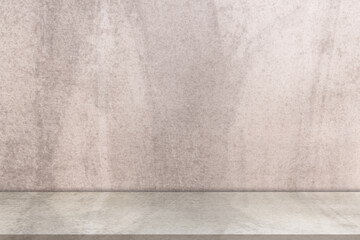 Light Brown Room Studio background with light, shadow on podium stage for editing display mock up,Minimal Interior concrete wall texture with floor cement in natural tone for organic product display