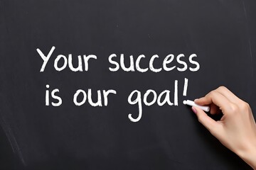 Fototapeta premium Motivational message on a blackboard emphasizing that your success is our goal in business and in personal development.