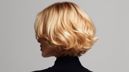 Obraz premium Layered Blonde Bob with Choppy Ends for woman. 