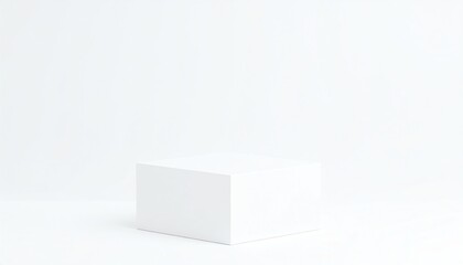 Fototapeta premium A minimalist white box on a plain white background, emphasizing simplicity and design aesthetics