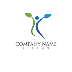 Human leaf green logo sign illustration vector