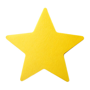yellow star shape paper sticker label isolated on white background, PNG