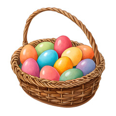 colorful easter eggs in basket