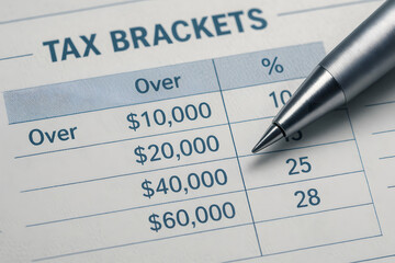 Tax brackets table with percentages and amounts, illustrating financial planning
