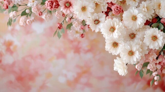 Delicate white-pink orchids fading into a pastel pinkish-white background, minimal and emotionally ethereal