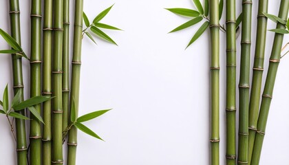 Obraz premium Minimalist nature scene of tall bamboo plants, light green tones and airy composition