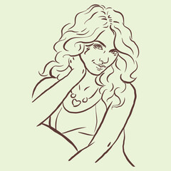 A sexy woman posing vector for card decoration illustration