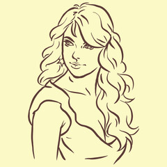 a girl with long hair posing vector for illustration card decoration