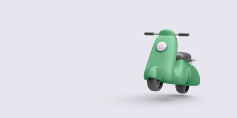 Green Scooter Icon Representing Urban Transport, Fast Delivery, And Eco-Friendly City Commuting In Minimal 3D Style. Vector Illustration.