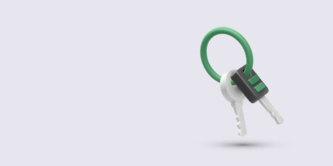 Security Keys With Keyring In Minimal 3D Style Floating On Light Background. Perfect Icon For Safety, Locking, Or Access Concepts. Vector Illustration.