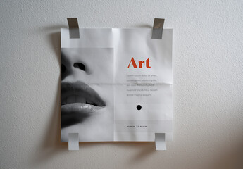 Minimal Square Folded Paper Mockup with Tape