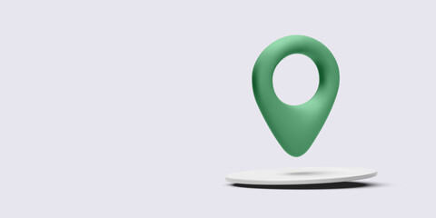 Map Pin, Location Marker, 3D Green Pointer Icon on White Background. Minimal Modern Design for Navigation or GPS Apps. Vector Illustration.