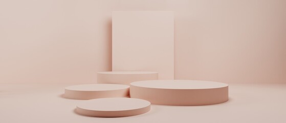 3d booth kiosk illustration rendering, Exhibition podium pedestal stand event stage for mockup a Display design, trade show for retail product on white background