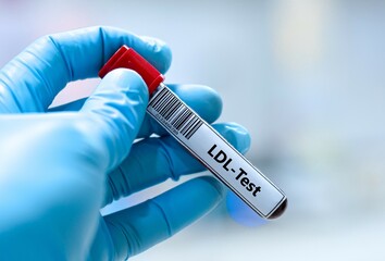 Blood sample tube for low density lipoprotein (LDL test analysis. 