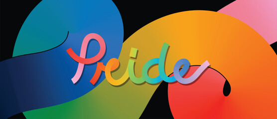 Happy Pride month background vector. LGBTQ community symbol with rainbow, pride flag, sparkle. Design for celebration, bisexual, transgender, gender equality, rights, ads.