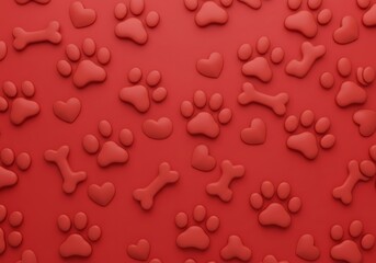 Crimson Pawprints of Affection