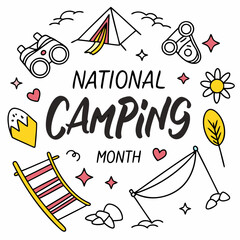 NATIONAL CAMPING MONTH vector illustration