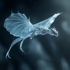 Red flaming dragon flying over fantasy world high resolution picture