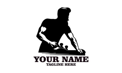 illustration carpenter with planing tool, carpentry work on wood emblem. Joinery, woodwork, woodworking badge or symbol vector and logo icon