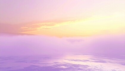 Fototapeta premium Serene sunrise over misty landscape tranquil nature scene soft pastels atmospheric environment wide viewpoint