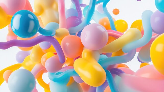 Abstract colorful blobs and lines