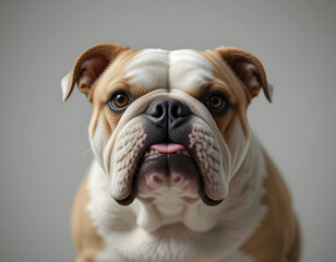 Fototapeta premium Dog Portrait with Tongue Sticking Out Cute Bulldog Close-up