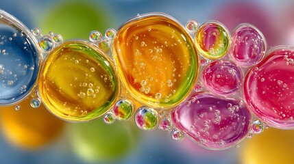 Abstract Colorful Oil Bubbles: A Kaleidoscope of Vivid Hues
