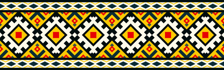 Ethnic border with geometric tribal pattern.