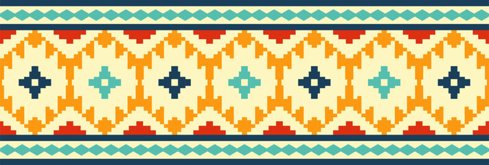 Ethnic border with geometric tribal pattern.
