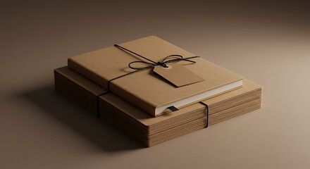Rustic Brown Notebooks: Minimalist Still Life Composition
