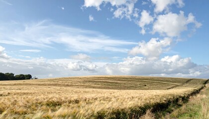 Obraz premium Golden wheat fields under blue sky rural landscape nature photography scenic view agriculture concept