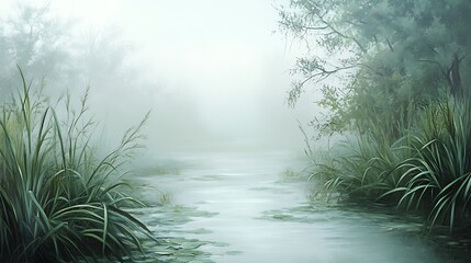 Fototapeta premium Misty waterway landscape