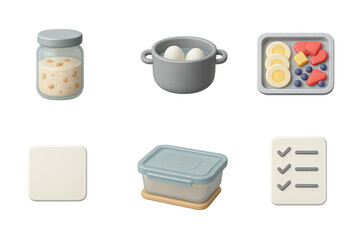Cooking and kitchen 3d icons set – culinary, food preparation designs