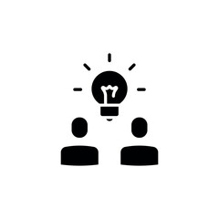 Shared idea simple glyph icon. Synergy, teamwork. Vector solid isolated black illustration.