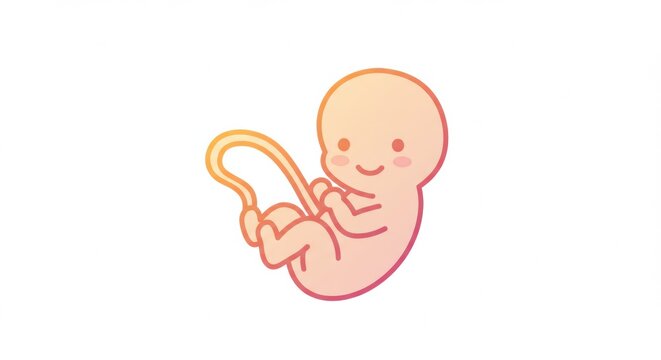 Adorable Cartoon Fetus Illustration Depicting Early Human Development