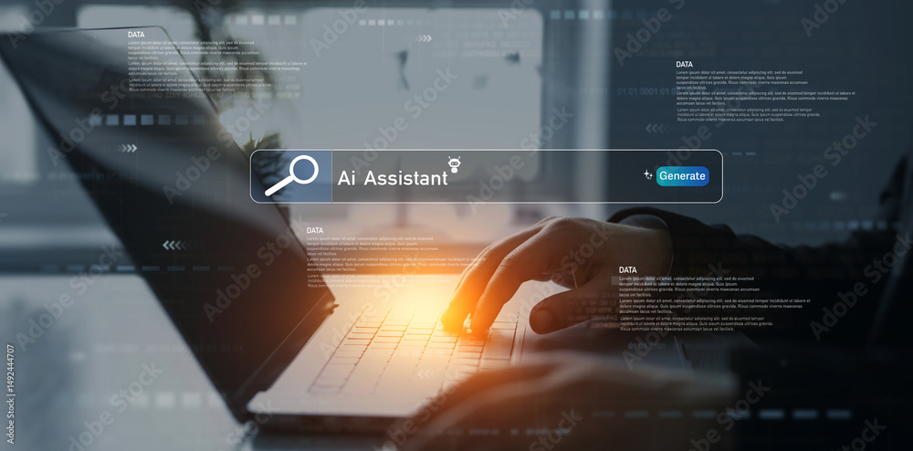 Poster ai content generator. interaction with the ai assistant to solve some tasks more easily. image gener